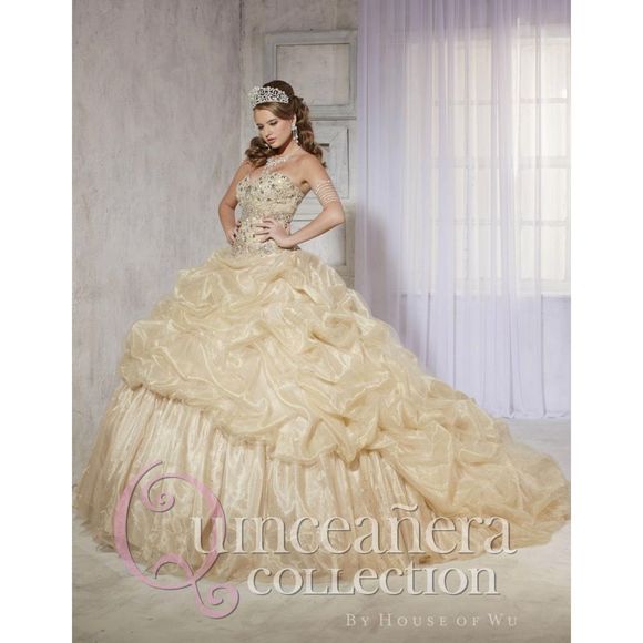 Cream Quinceanera Collection Size 10 Ball gown dress - Picture 1 of 2
